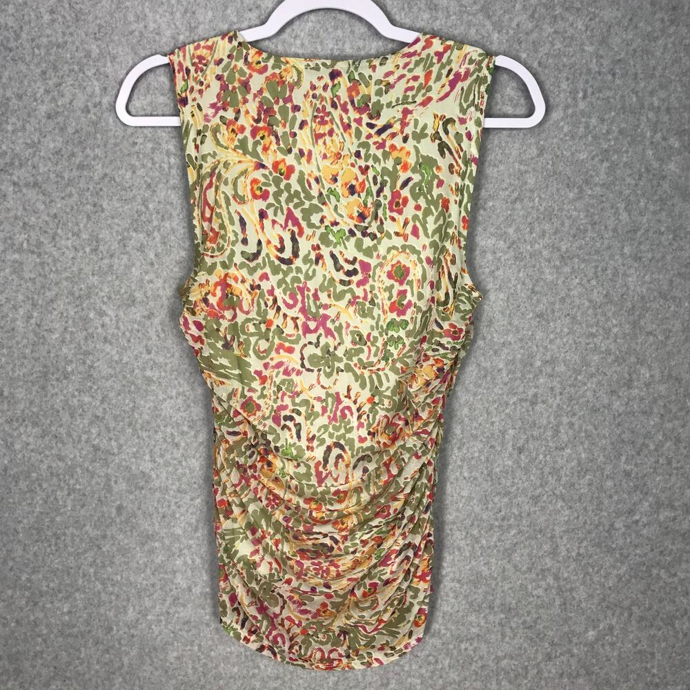 Cable Gauge Mesh Ruched Top Medium Paisley Cowl Blouse Abstract Vacation - Picture 7 of 8